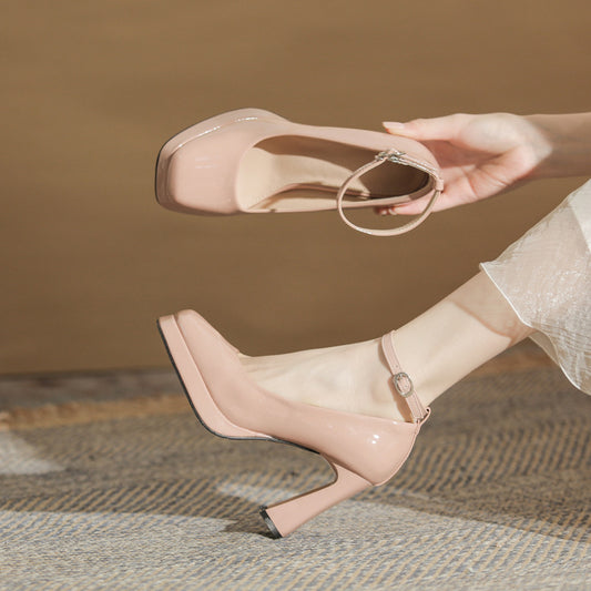 Toe Nude Pink Pumps Shallow Mouth Sexy Women's Fashion Shoes