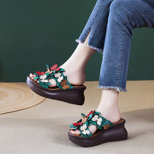 Women's Platform Outdoor Summer Retro Ethnic Style Color Slippers