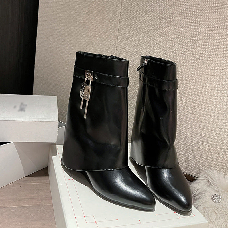 Women's Lock Pants Shark Tall Knight Black Short Boots