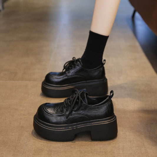 Women's Platform Genuine British Style Pumps Small Loafers