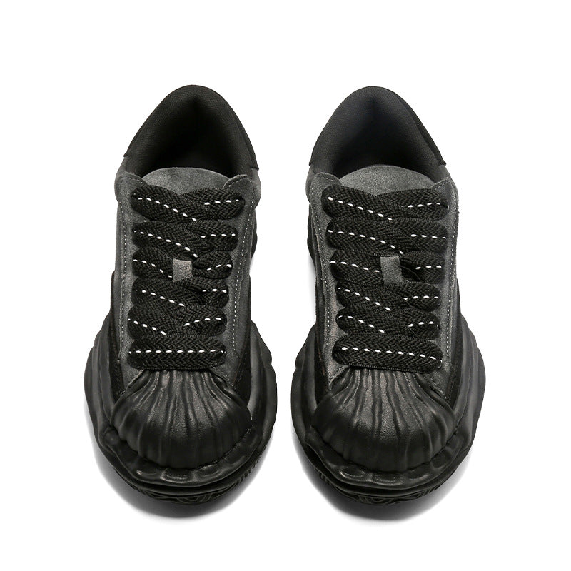 Women's & Men's Retro Worn Looking Washed-out Shell Toe Dissoed Design Versatile Women's Board Shoes