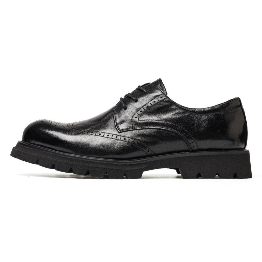 Men's Layer Cowhide Formal Business Slip-on Big Leather Shoes