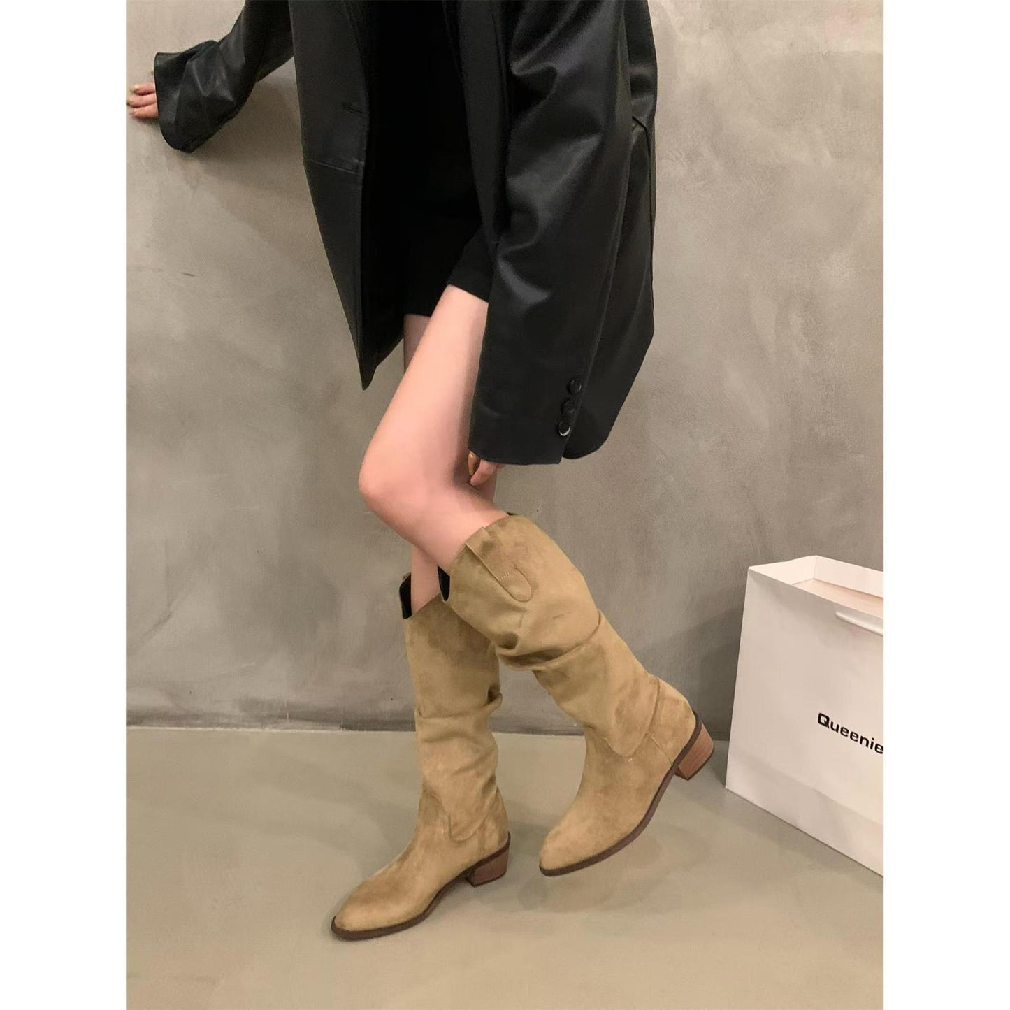 Women's Chunky Retro Super High Brown V Pile Style Autumn Heels