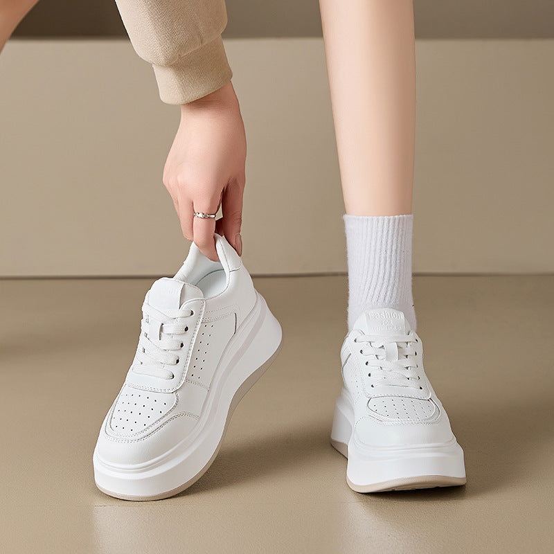 Muffin Platform White Korean Style Versatile Stylish Height Sneakers
