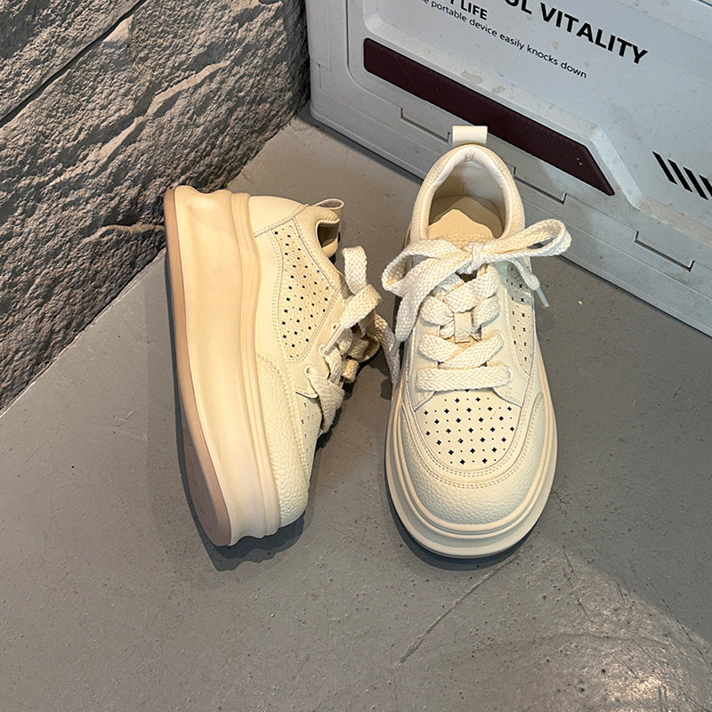 White Female Comfortable Height Increasing Skate Women's Sports Shoes