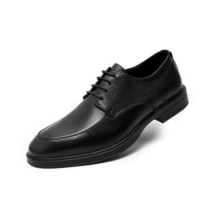 Men's Business Famous Round Toe Cowhide Formal Wear Top Layer Leather Shoes