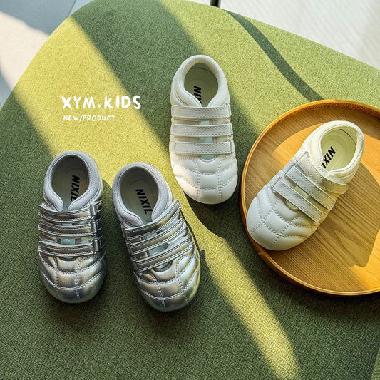 Children's Korean Style Fashionable Velcro Soft Bottom Leather Shoes