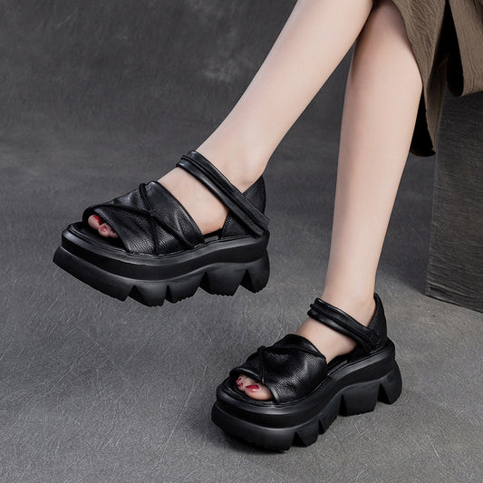 Women's Platform Retro Velcro Open Toe Fashion Sandals