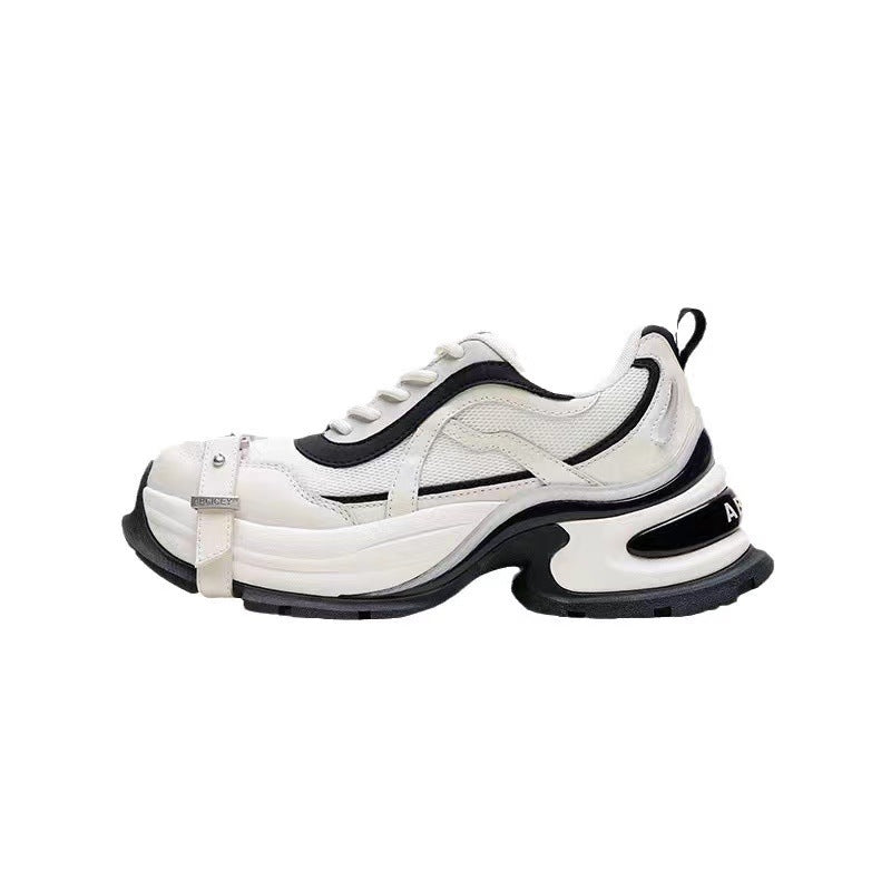 Women's Cowhide Sier Breathable Platform Height Increasing Sneakers