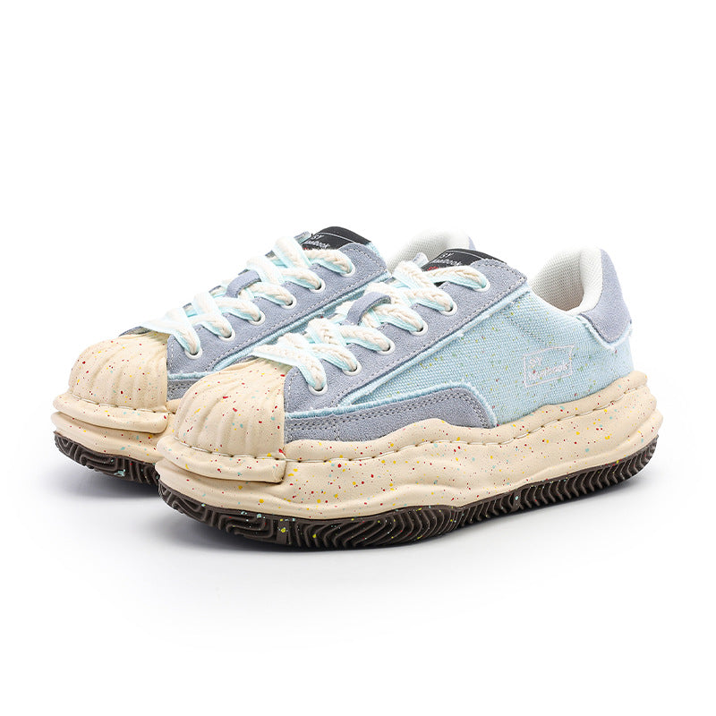 Women's & Men's Blue Shell Toe Thick-soled Dissoed Niche Sneakers