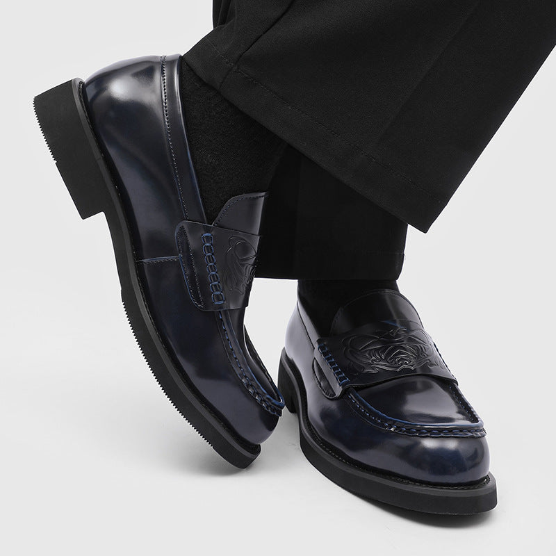 Graceful Summer Couple Slip-on Lovers Blue Men's Business Leather Shoes