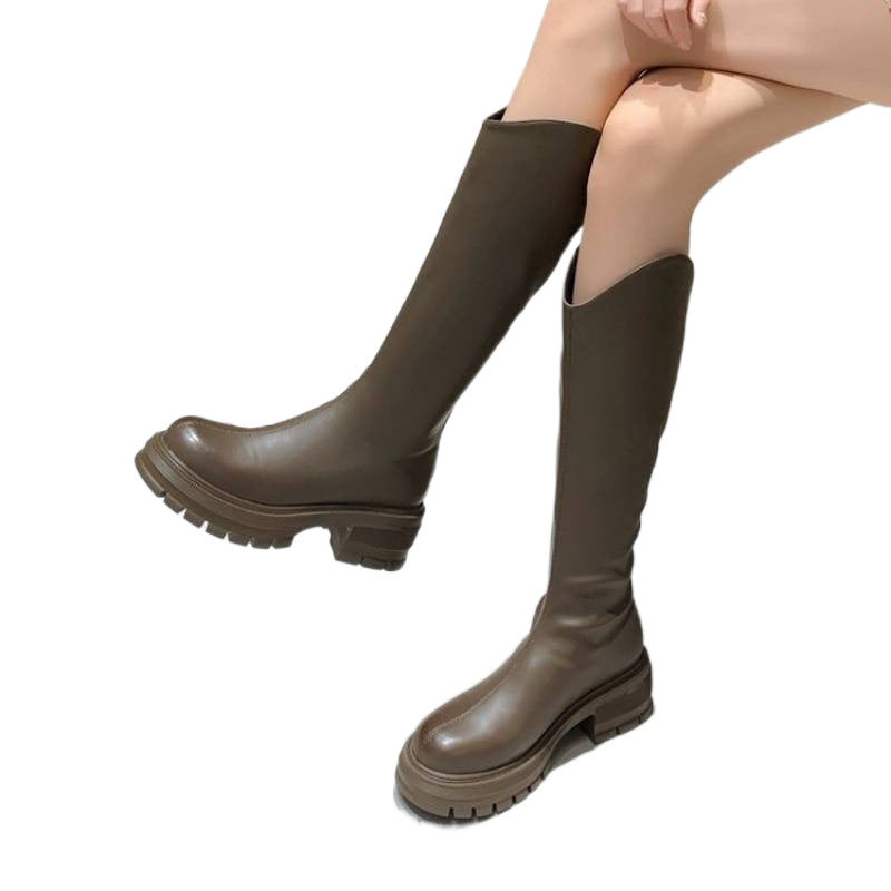 Women's Riding Stretch Thin Thick Bottom High Leg Small Below Boots