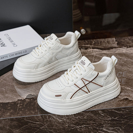 Women's White Spring Board Flat Soft Bottom Ultra Light Large Women's Casual Shoes