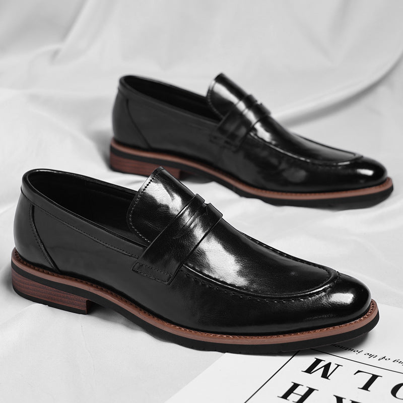 Men's British Style Slip-on Soft Bottom High Men's Business Leather Shoes