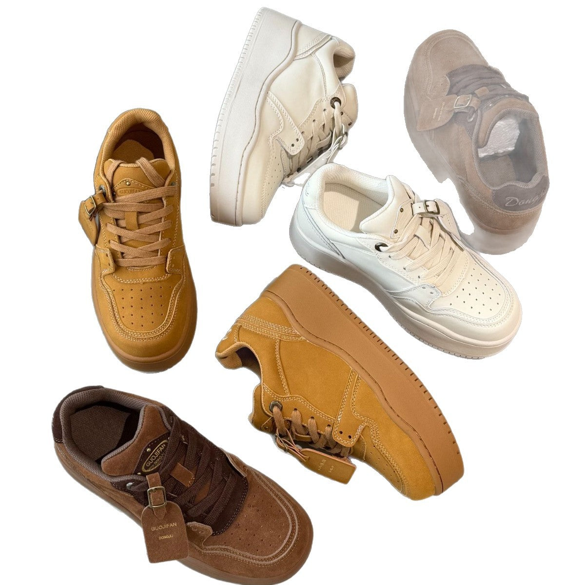 Women's Preface Fan Yellow Board Round Head Thick Bottom Height Increasing Women's Casual Shoes
