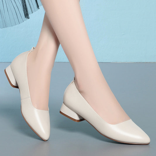 Black Soft Bottom Chunky Pumps Comfortable Women's Fashion Shoes