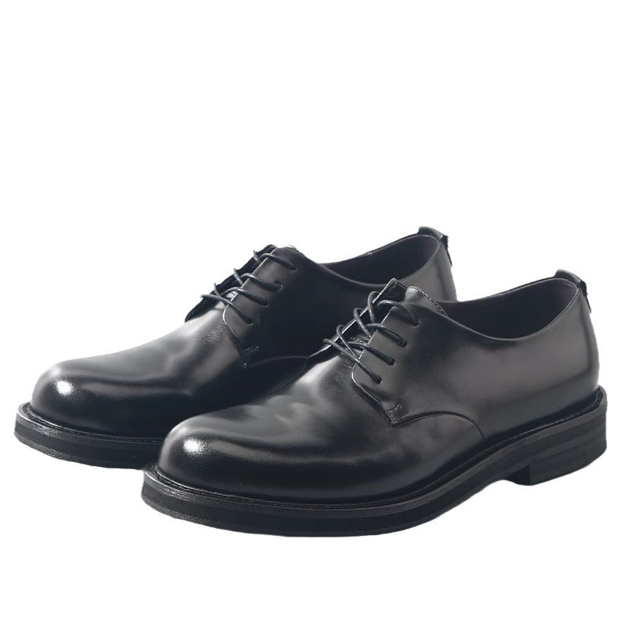 Men's Cowhide Summer Breathable Thick-soled Big Head Men's Casual Leather Shoes