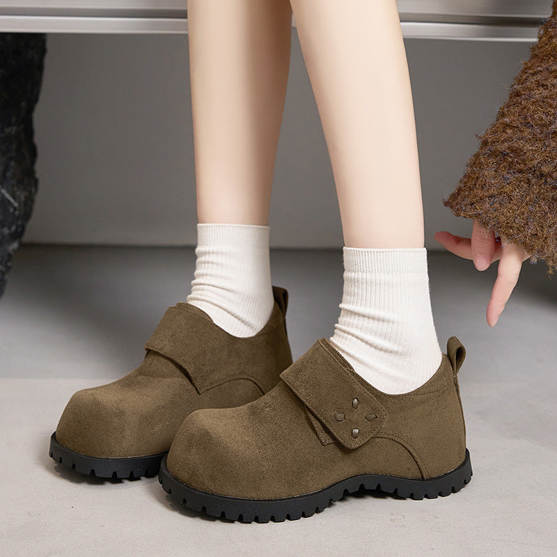 Women's Hidden Big Head Derby Thick Bottom Belt Women's Casual Shoes