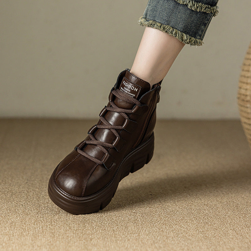 Women's Thick Bottom Height Increasing Insole Side Zipper Comfortable Women's Cotton Shoes