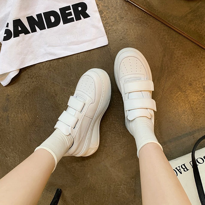 Women's Sandra Ma Velcro White Genuine Platform Height Increasing Cake Loose Women's Casual Shoes