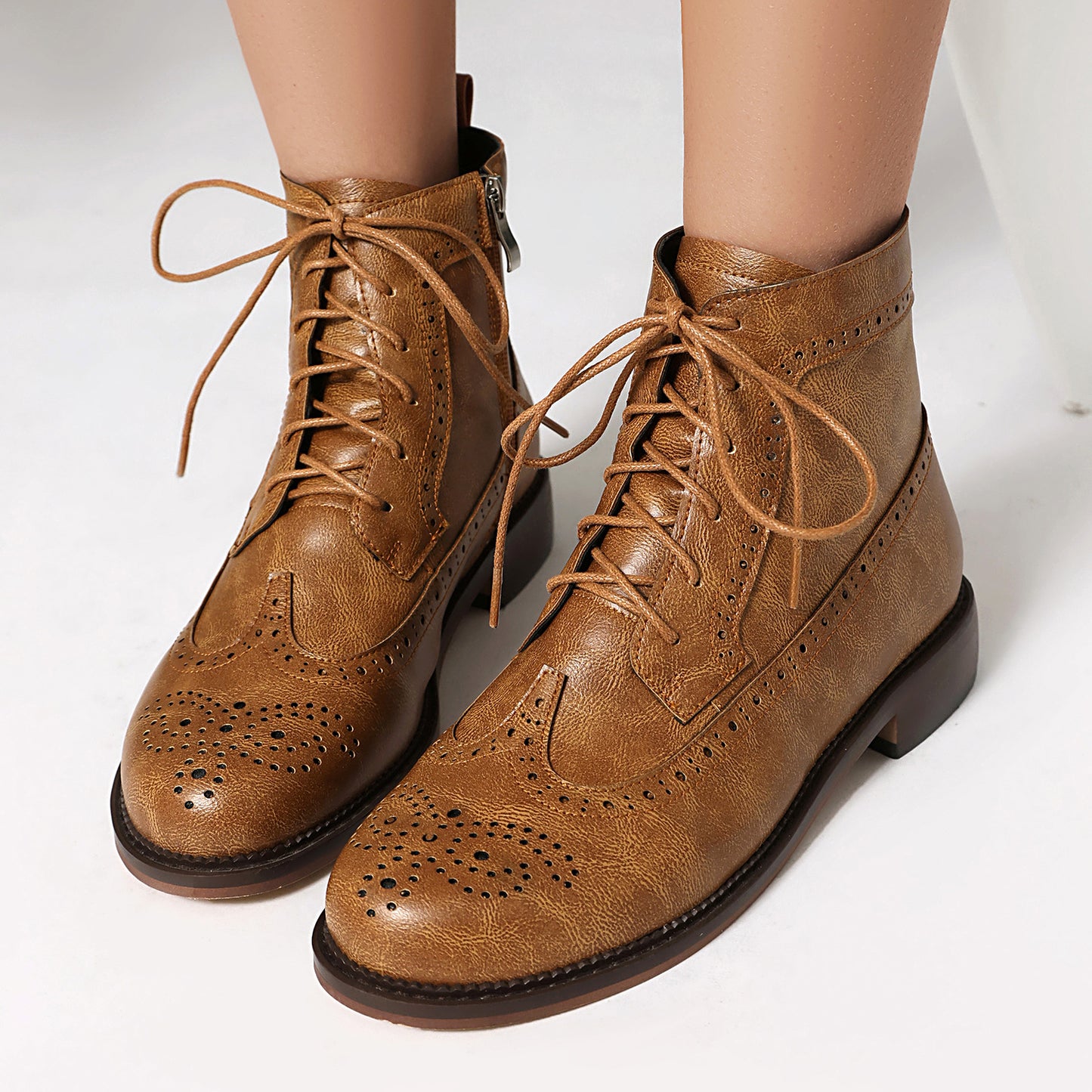Large Size Spring Chelsea Vintage British Burnt Martin Women's Leather Boots