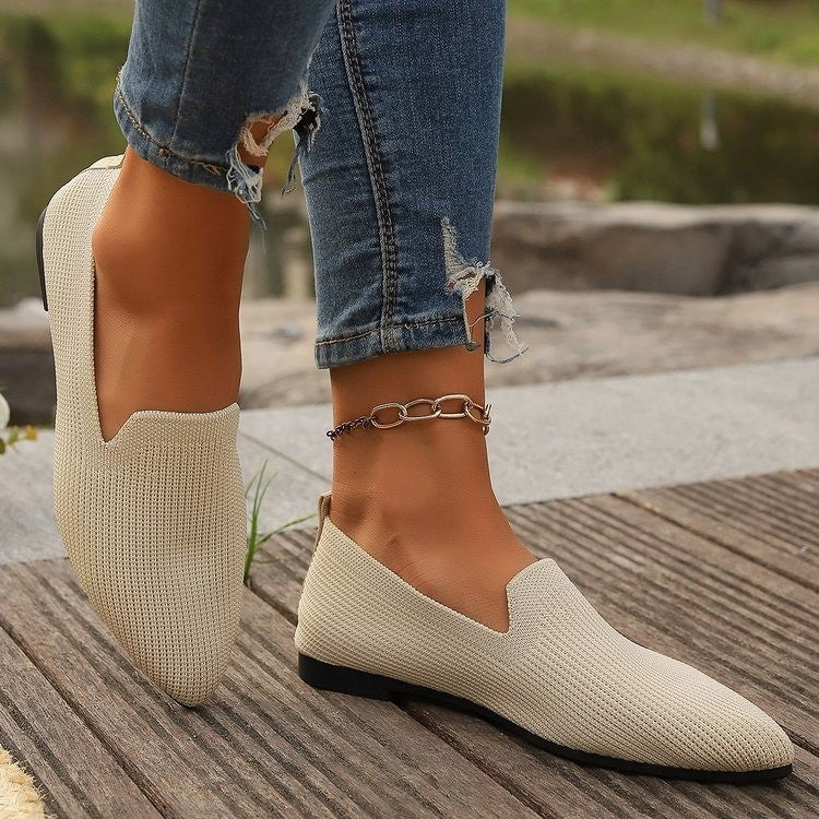 Women's Plus Size Pointed Toe Flat Pumps Slip-on Casual Shoes