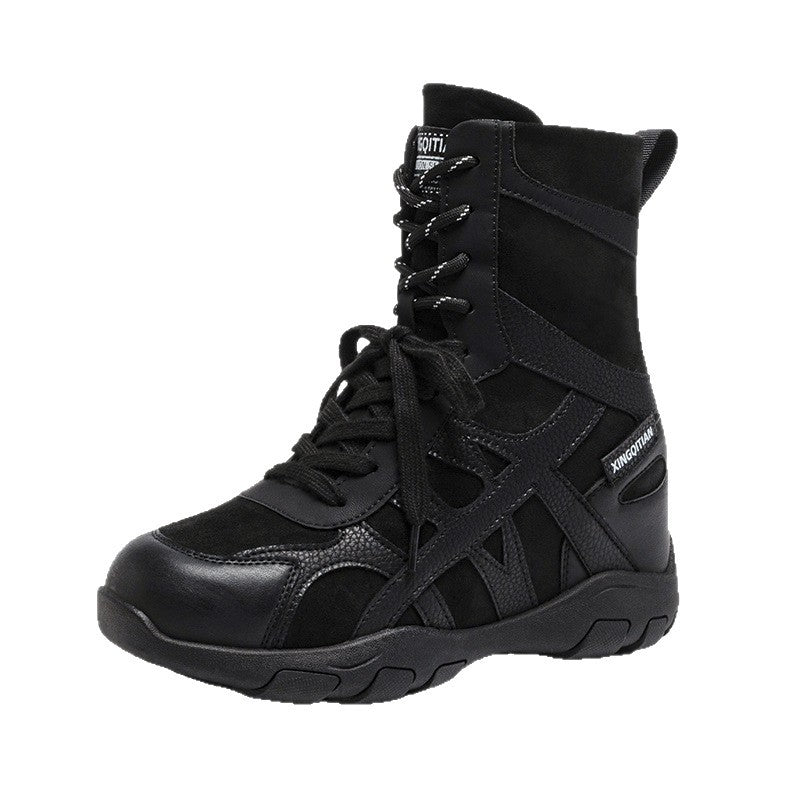 Women's Martin British Ankle Invisible Height Increasing Insole Women's Leather Boots