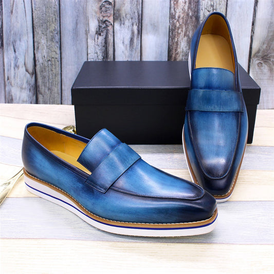 Men's Handmade Lightweight Comfortable Flat Slip-on Leather Shoes