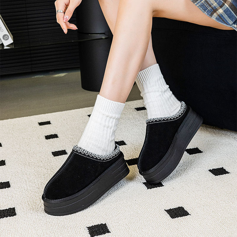 Women's National Style Lazy Cotton Outdoor Winter Snow Boots