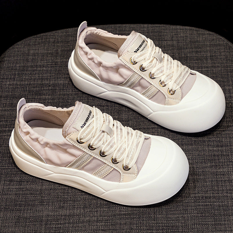 Women's Soft Bottom White Platform Portable Sports Sneakers