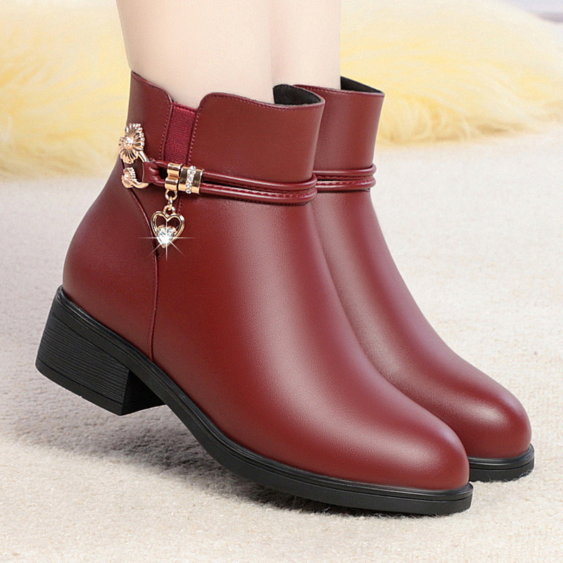 Women's Mom Cotton Veet Thermal Booties Mid Women's Shoes