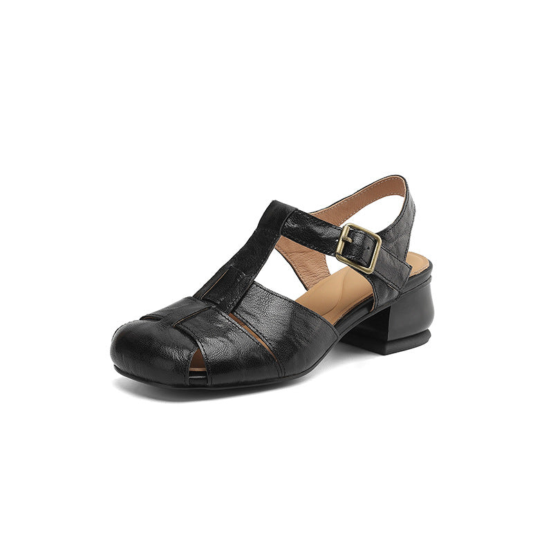Women's Style Open Toe Roman Summer Round Stiletto High Heeled Sandals
