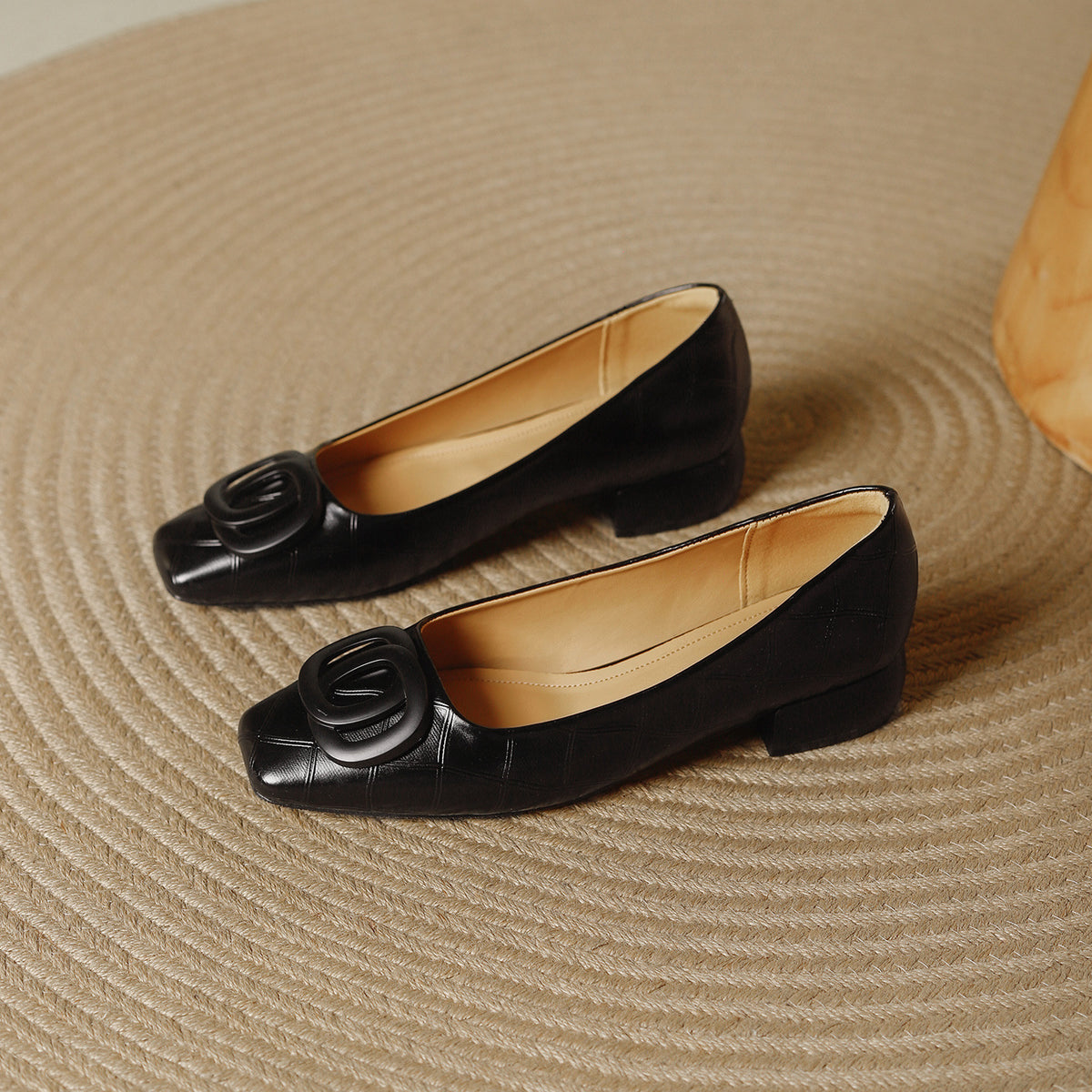 Women's Square Toe Chunky Low-cut Spring Not Tired Feet With Skirt Men's Shoes