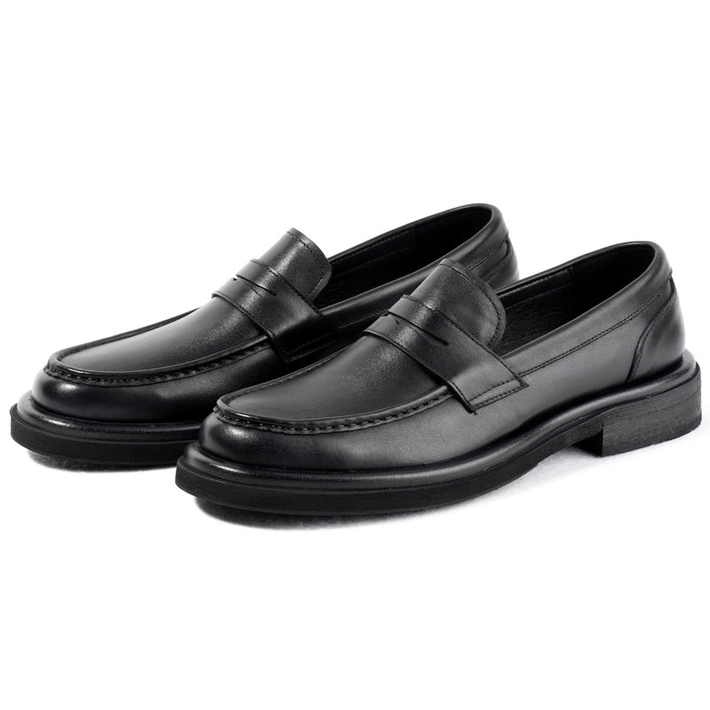 Men's Retro One Pedal Lazy Simple Slip-on Business Thick Bottom Increased Leather Shoes