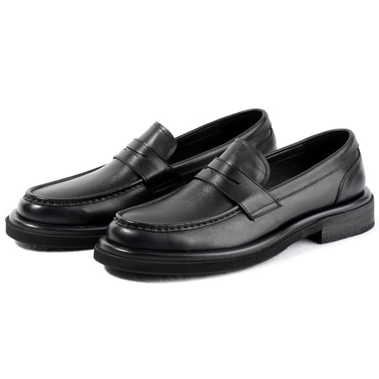 Men's Retro One Pedal Lazy Simple Slip-on Business Thick Bottom Increased Leather Shoes