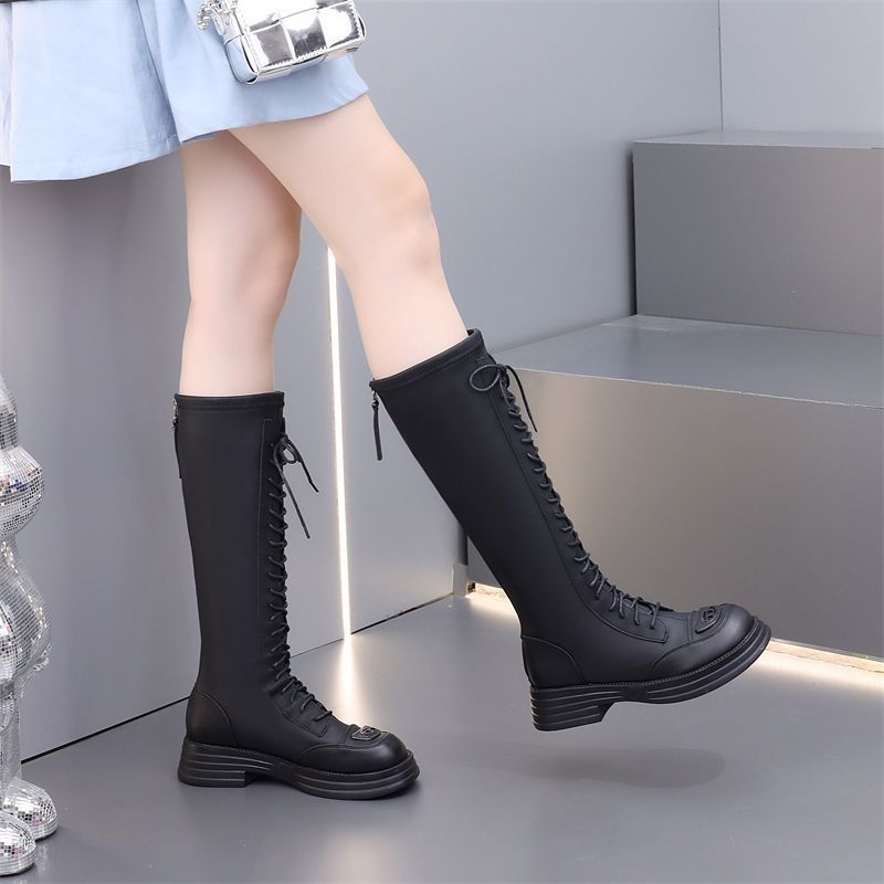 Single-layer Small Thin Flat Below The Women's Leather Boots
