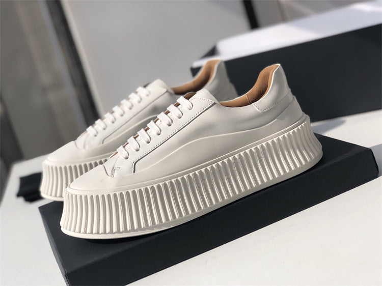Women's Platform White Cow Biscuit Shape Height Casual Shoes