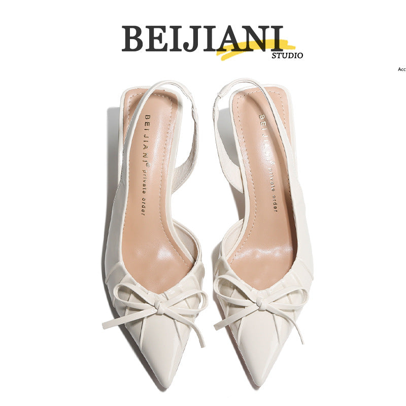 Women's Bowknot Closed Toe Back Strap Stiletto Women's Fashion Shoes