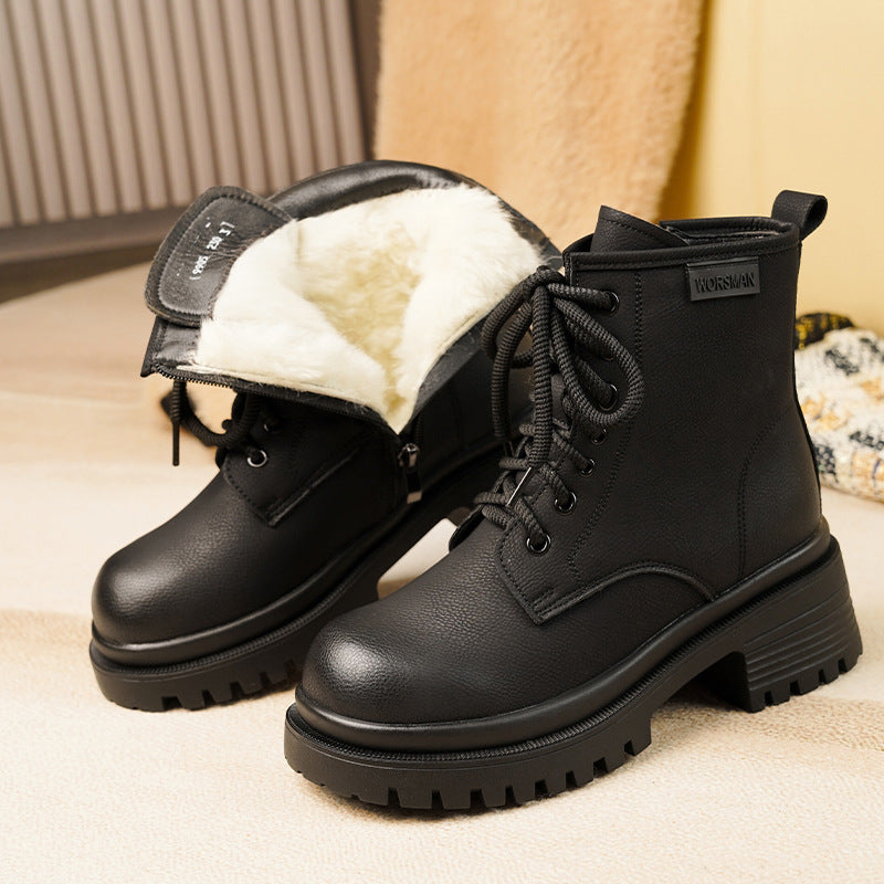 Women's Martin Cotton Fleece Biker British Style Women's Shoes