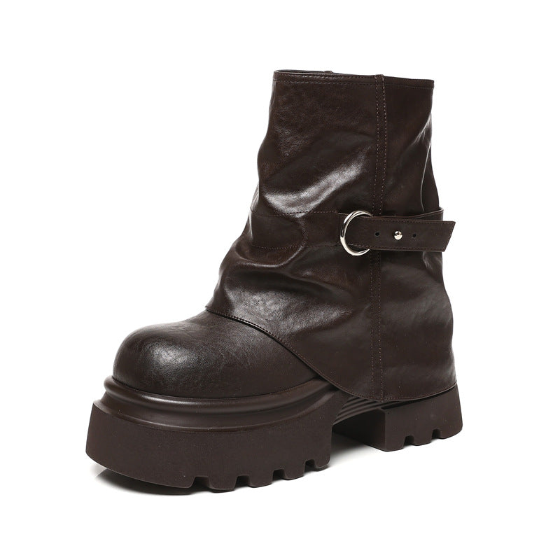 Women's Increasing Insole Fashion Martin Long Johns Tube British Women's Leather Boots