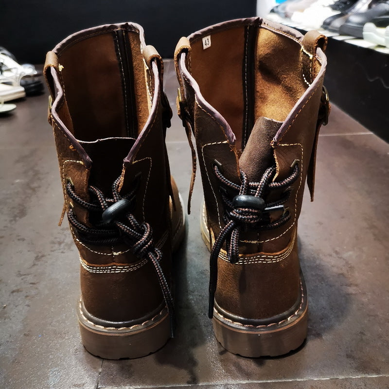 Women's & Men's Offer Cowhide Worker Mongolian Riding Breathable Boots
