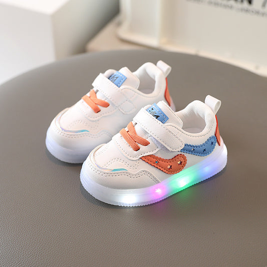 Children's Boy White Light Board Soft Bottom Kid's Sneakers