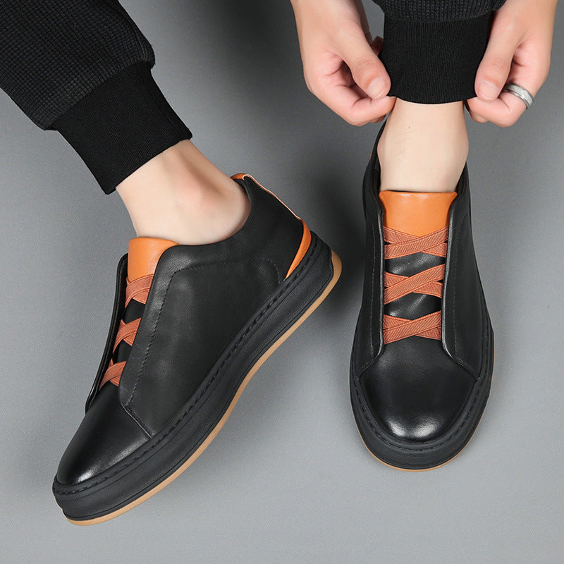 Men's Genuine Slip-on Top Layer Cowhide Breathable Sneakers