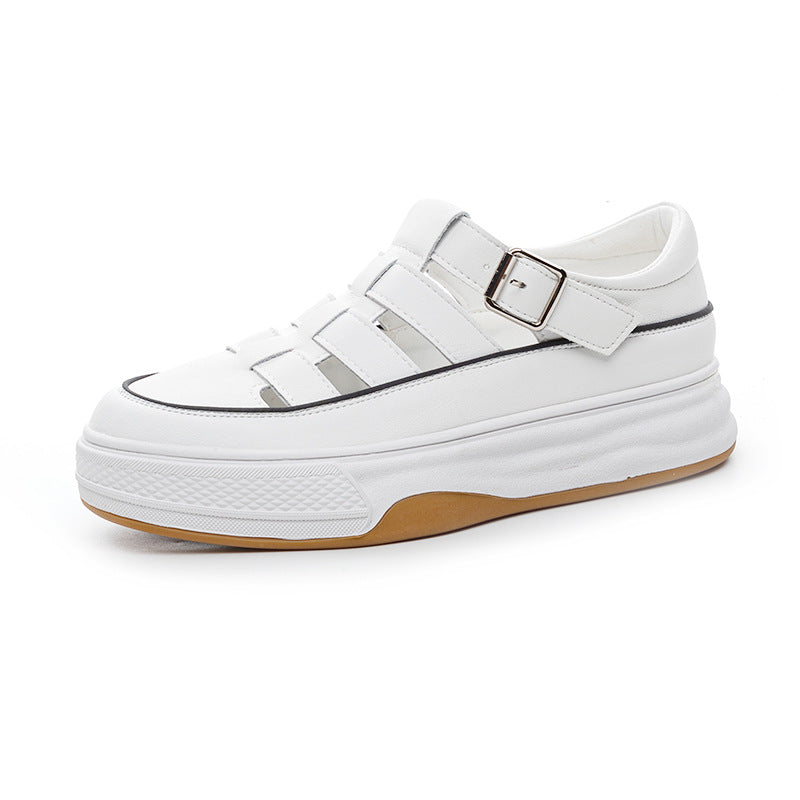 Women's White Summer Hollow Net Thick Bottom Casual Shoes