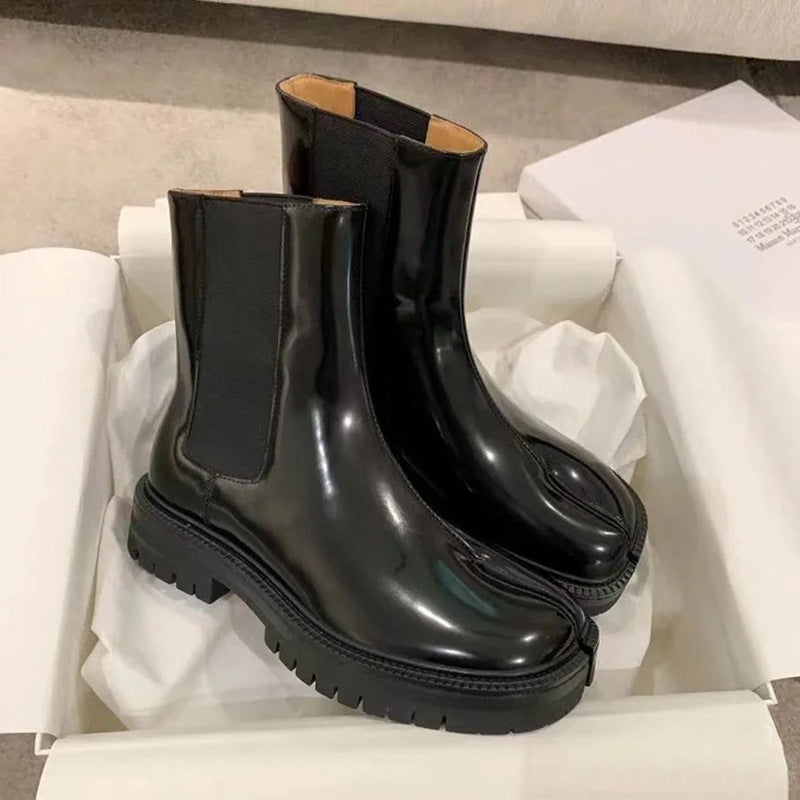 Women's British Style Horseshoe Short Stretch Personality Design Chelsea Women's Leather Boots