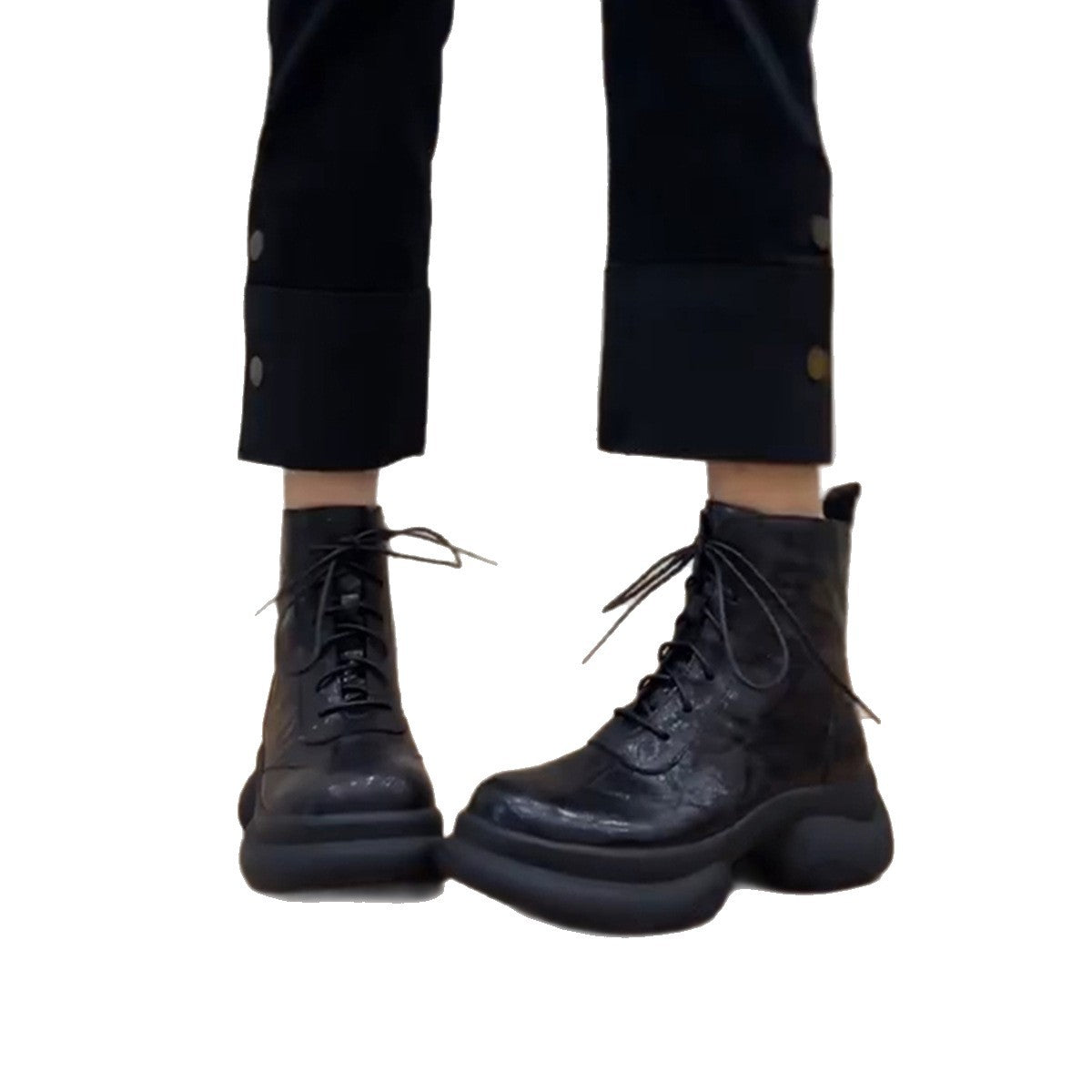 Soft Platform Martin Female Fleece Lined Fashion Women's Leather Boots