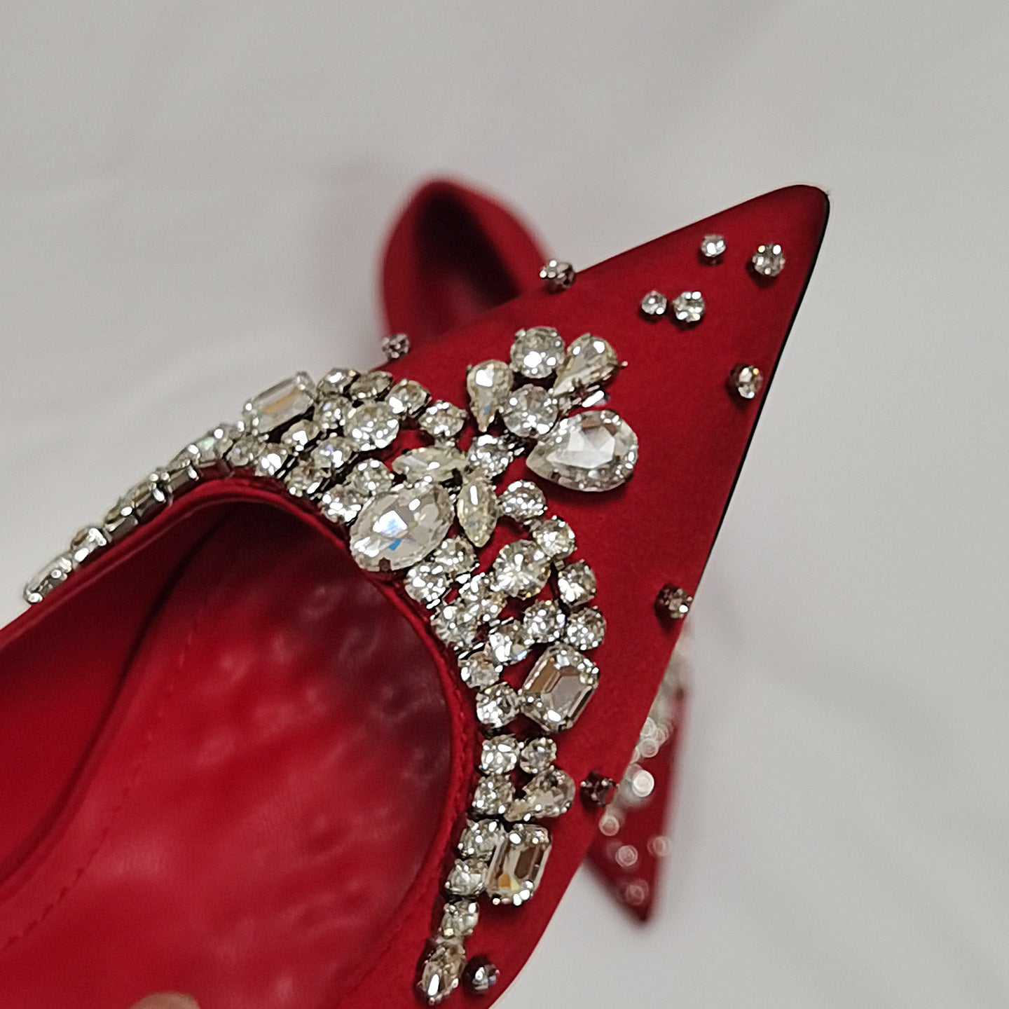 Women's Super Beautiful Bridal Red Wedding Dress Toast High Stiletto Chain Heels