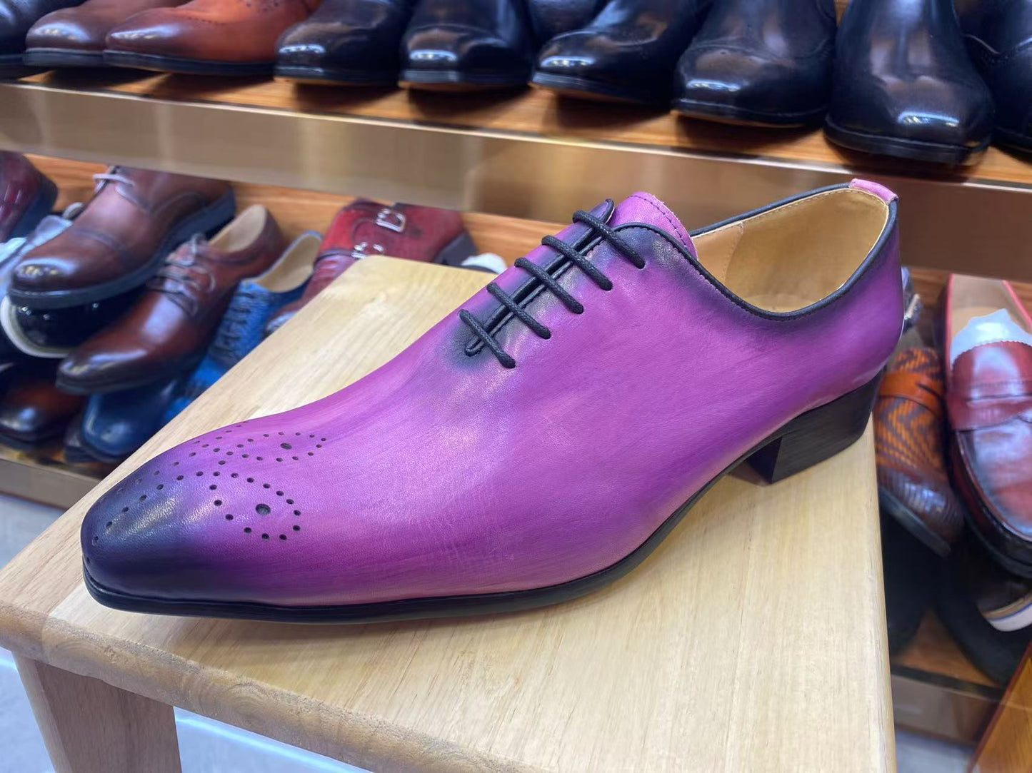 Men's Hand-rub Color Genuine Pointed Toe Business Leather Shoes