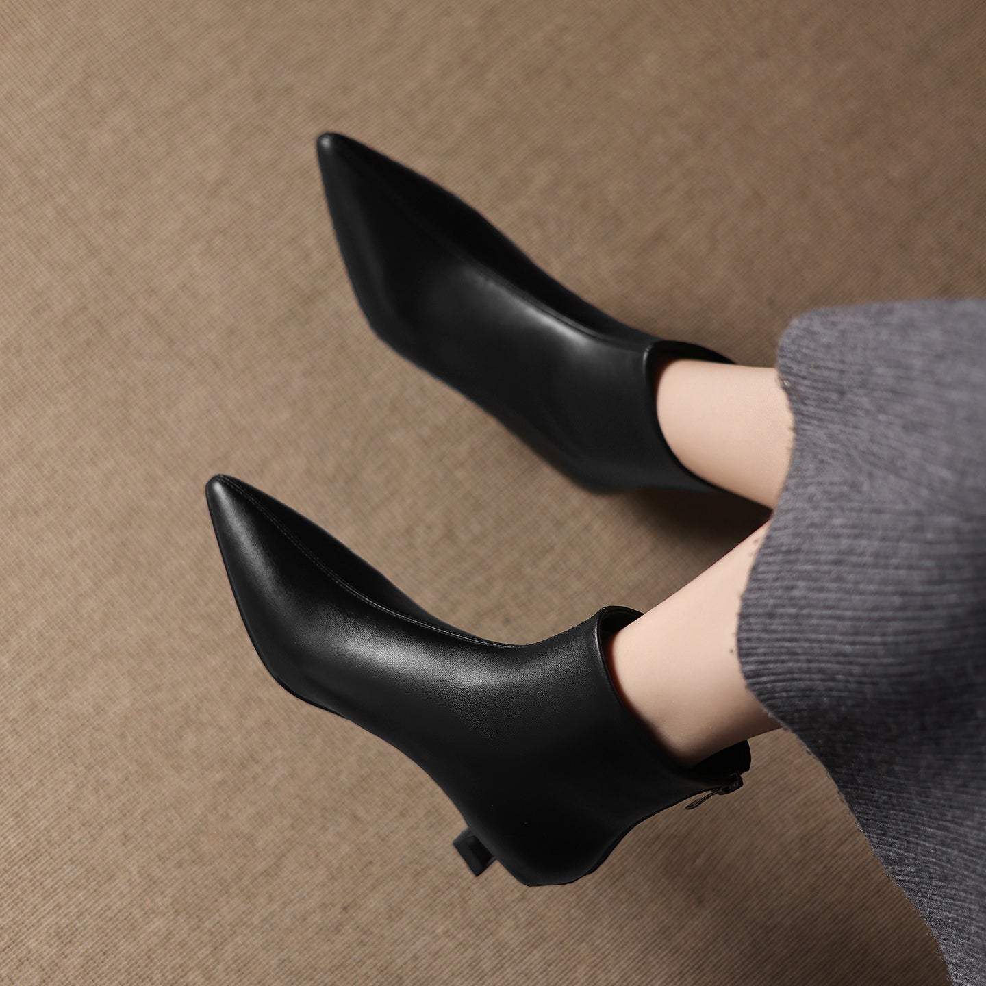 Genuine Soft Pointed Toe White Western Style Skinny Women's Leather Boots