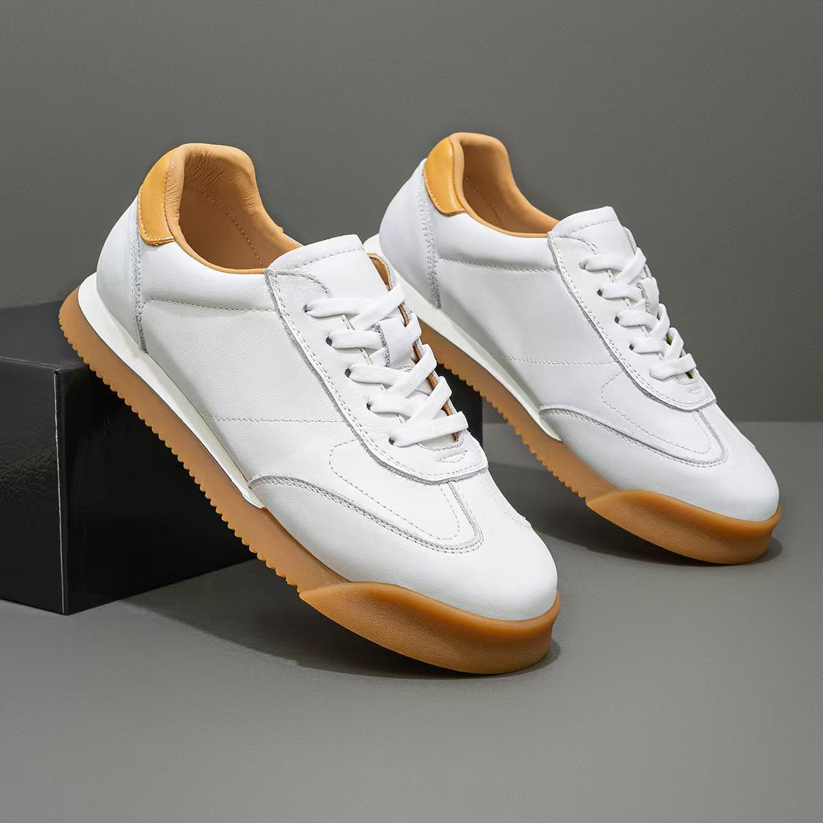 Men's First Layer Cowhide Solid Color Autumn Soft Bottom Men's Casual Shoes
